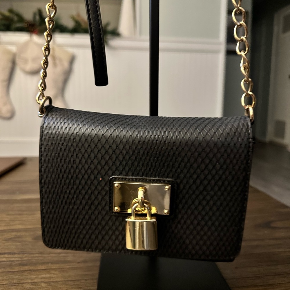 Aldo Black Croc Clutch Purse